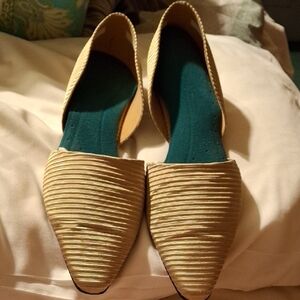 Proxy Gold Loafers with Pleated Toe Design